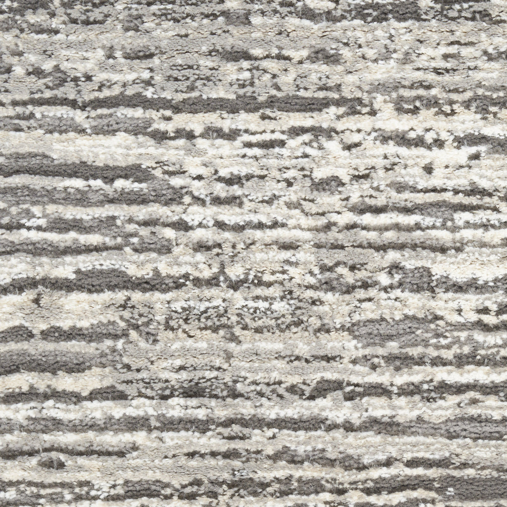 8' Ivory and Gray Abstract Runner Rug