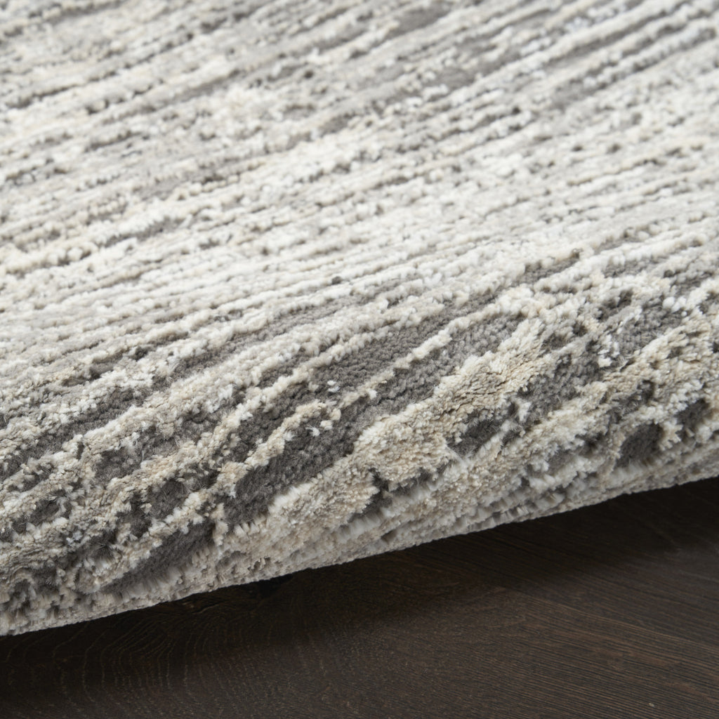 8' Ivory and Gray Abstract Runner Rug