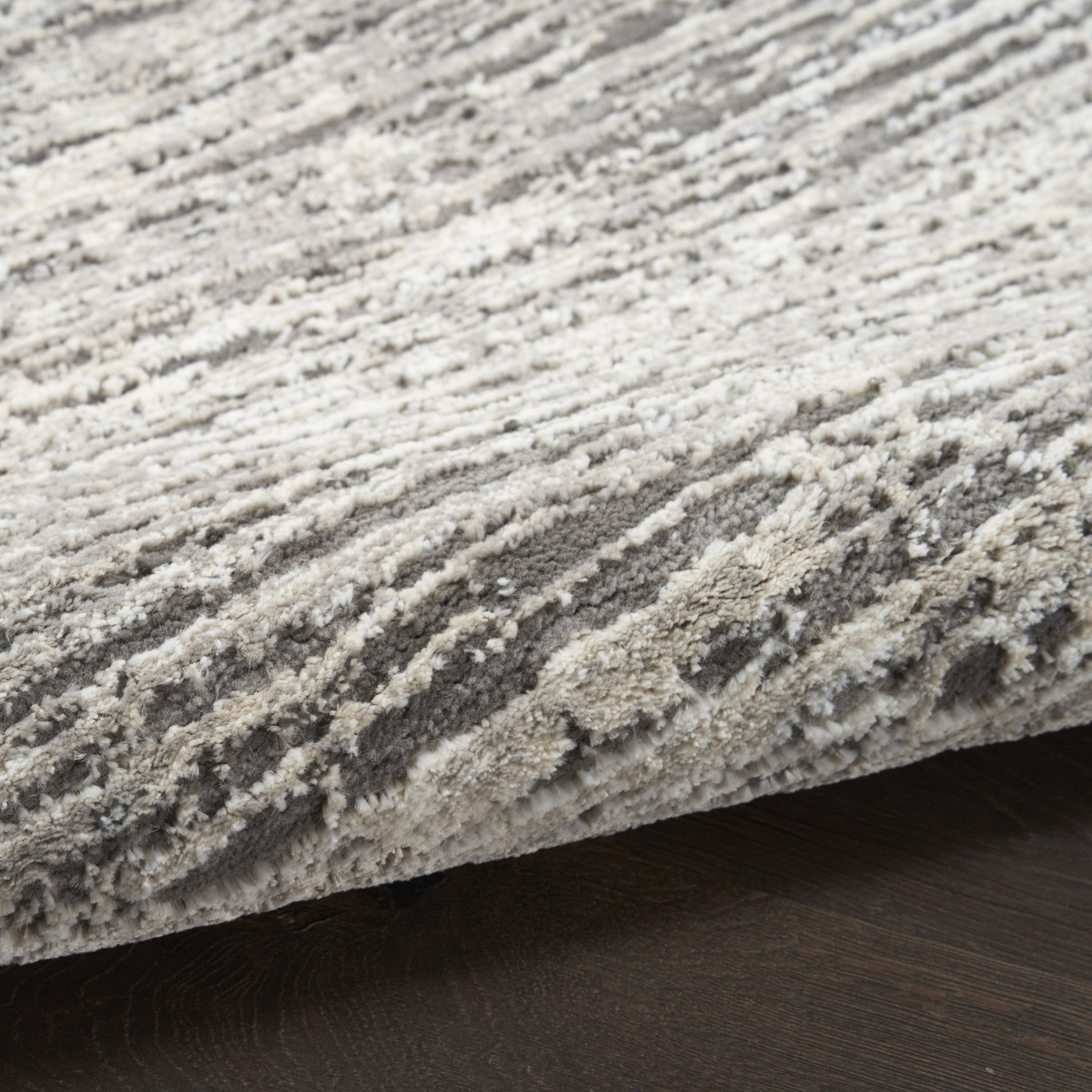 8' Ivory and Gray Abstract Runner Rug