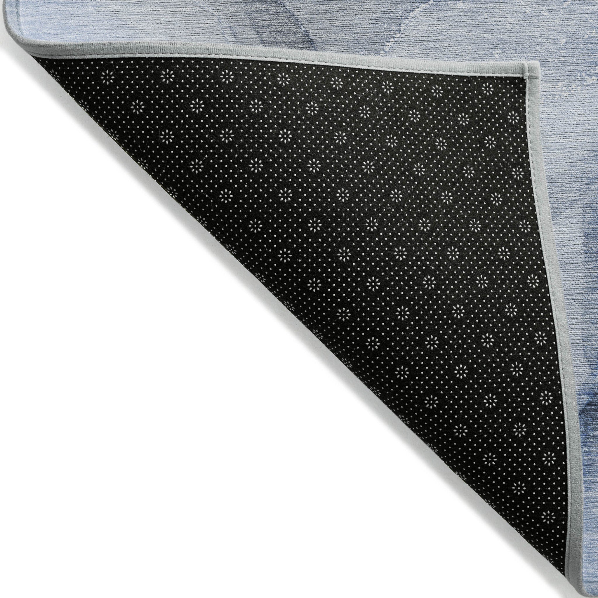 9' X 12' Blue and Gray Abstract Washable Non Skid Indoor Outdoor Area Rug