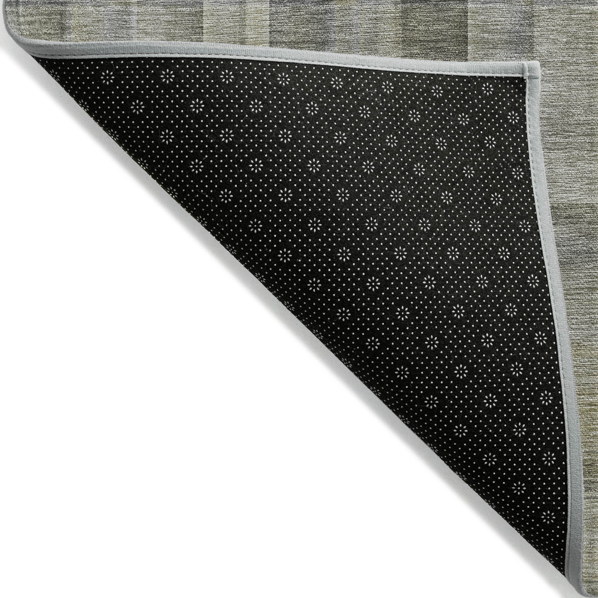 5' X 8' Gray Plaid Washable Non Skid Indoor Outdoor Area Rug