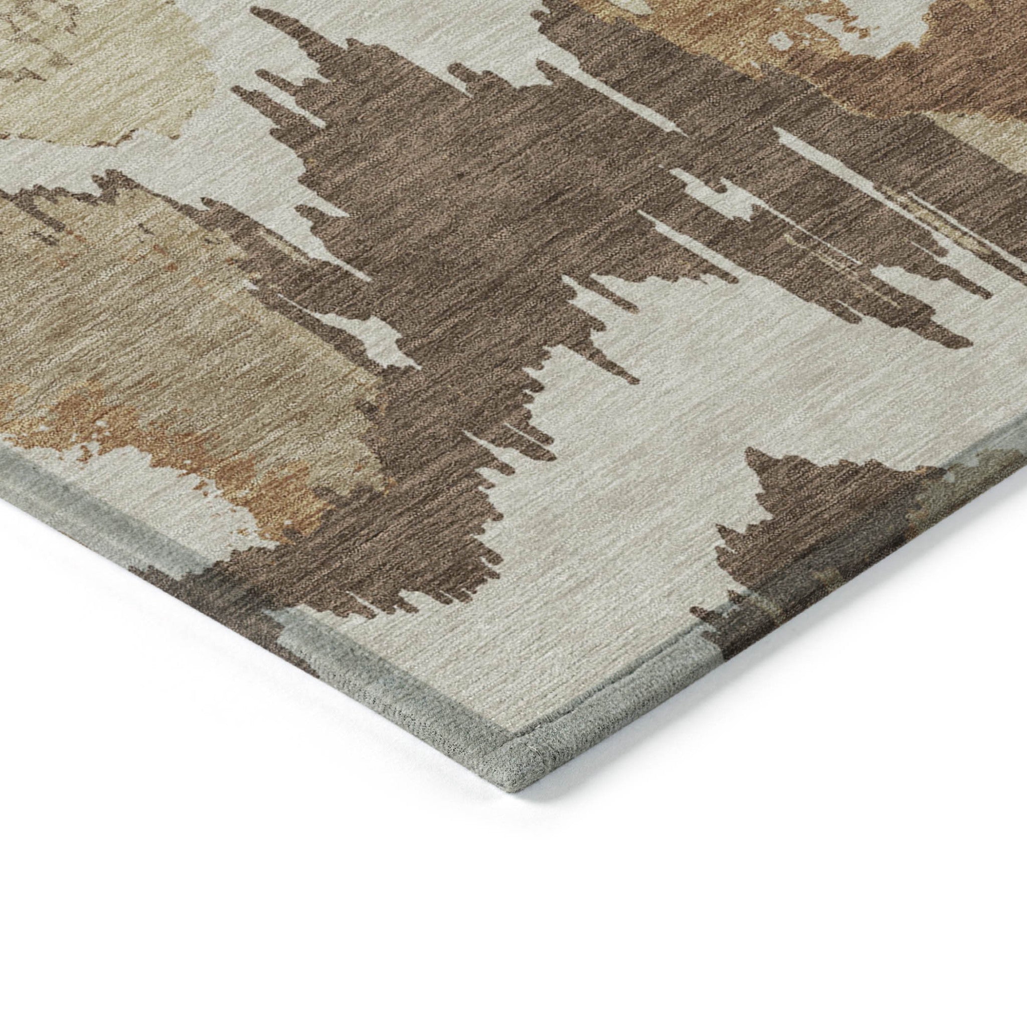 10' X 14' Brown And Beige Abstract Washable Indoor Outdoor Area Rug