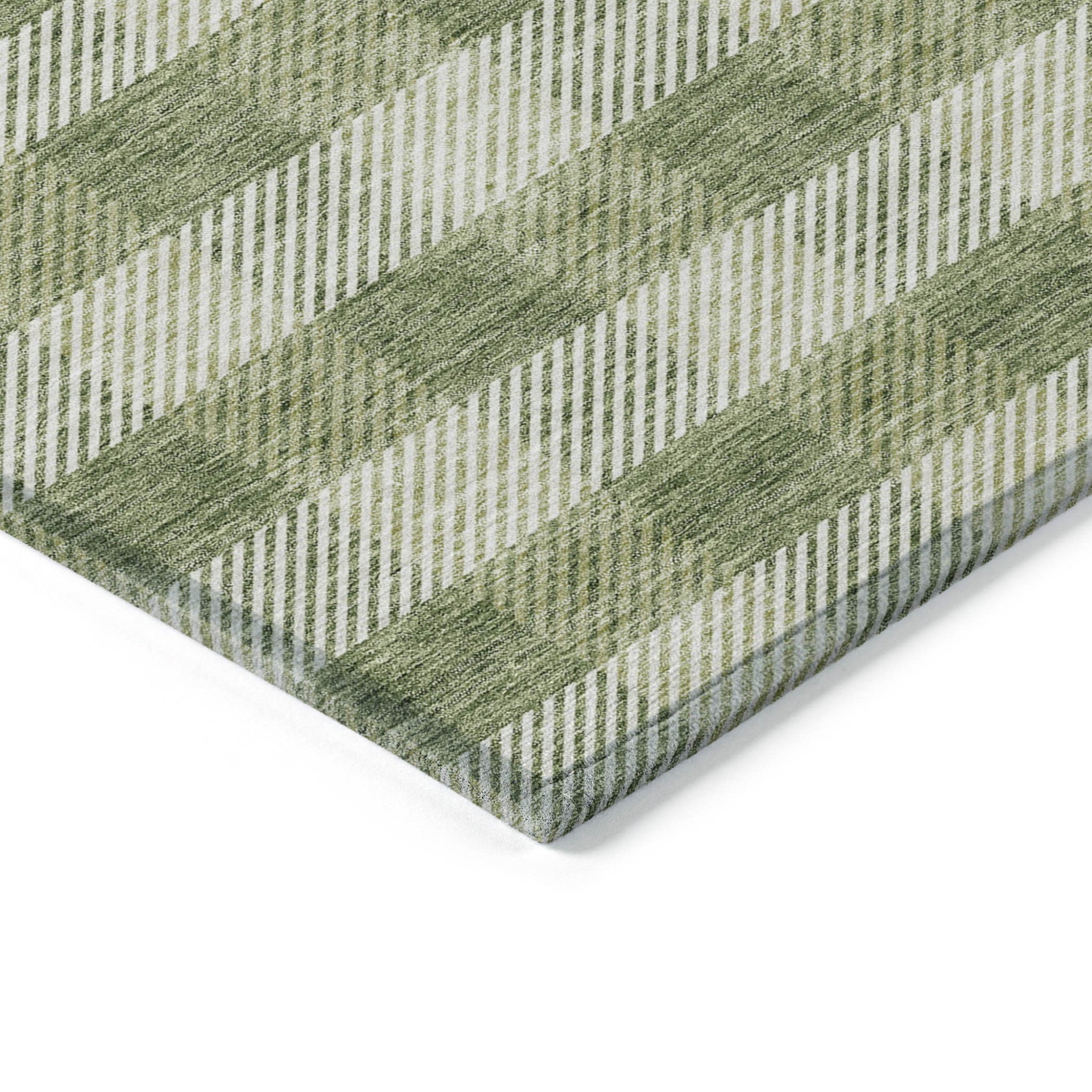 5' X 8' Green And Light Green Plaid Washable Indoor Outdoor Area Rug