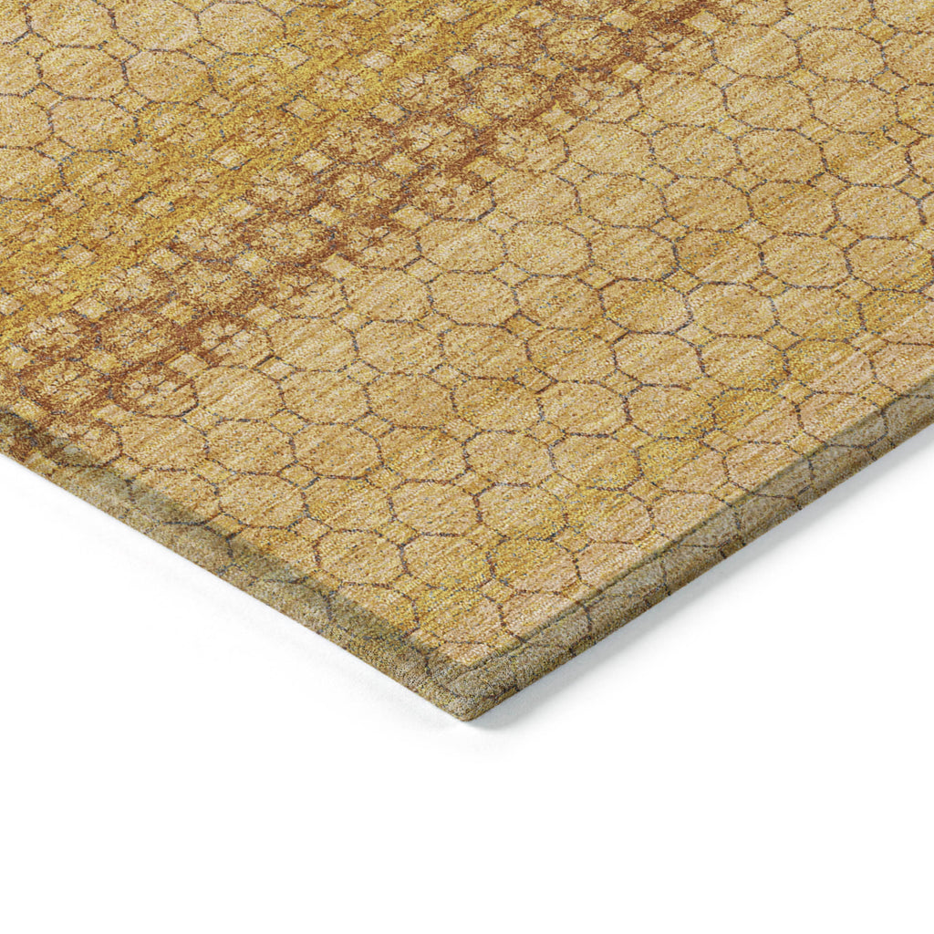 3' X 5' Wheat And Gold Striped Washable Indoor Outdoor Area Rug
