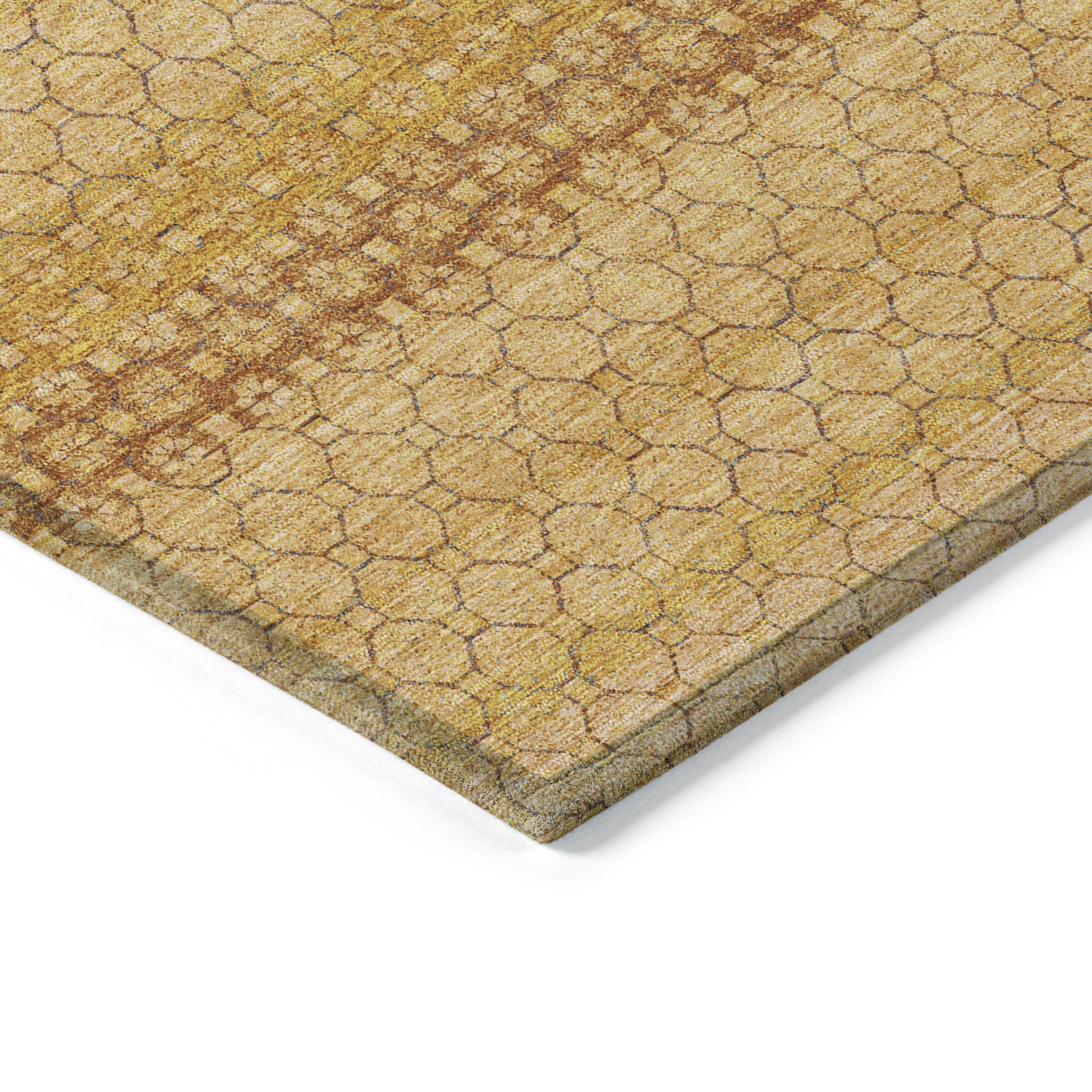 3' X 5' Wheat And Gold Striped Washable Indoor Outdoor Area Rug