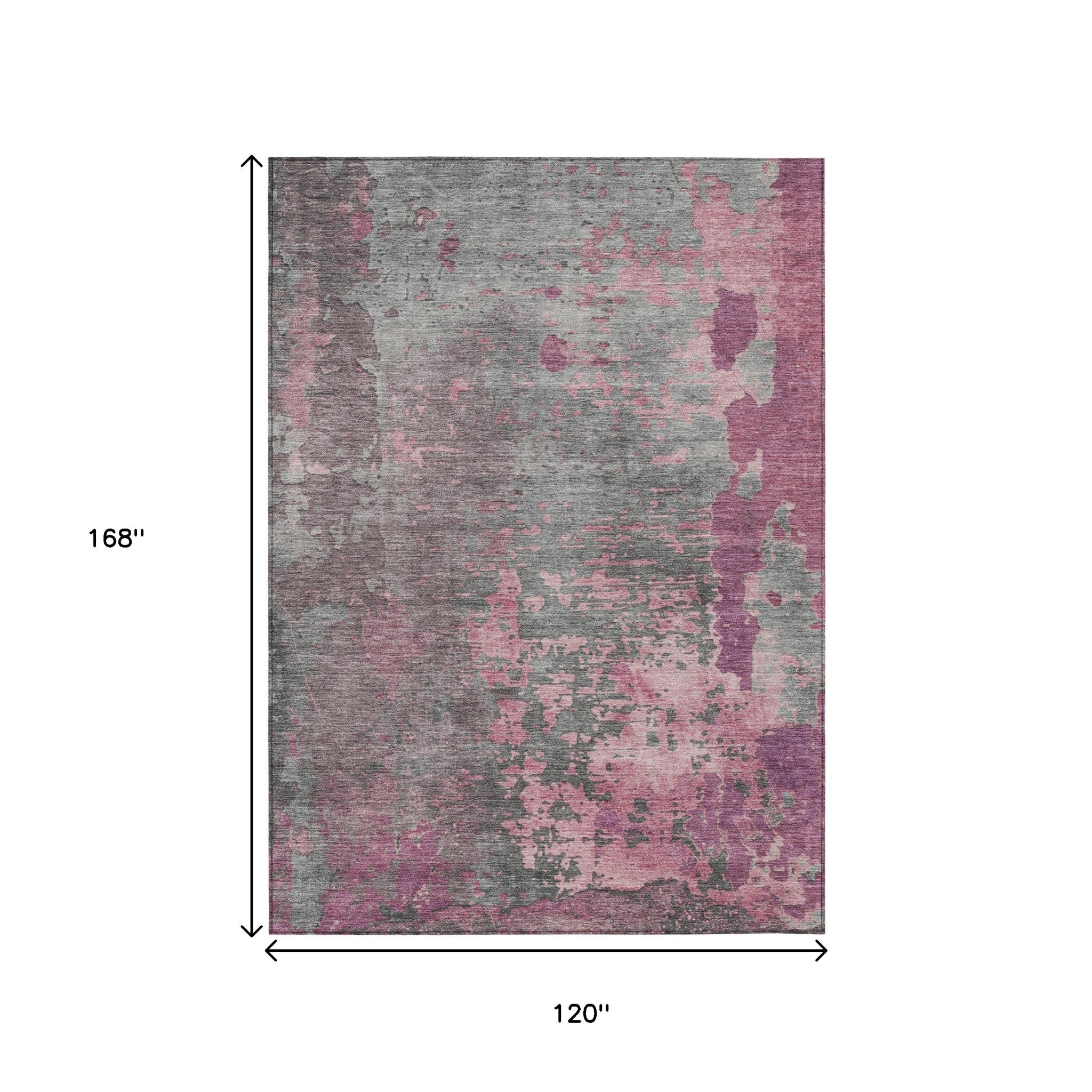 10' X 14' Blush Gray And Mauve Abstract Washable Indoor Outdoor Area Rug