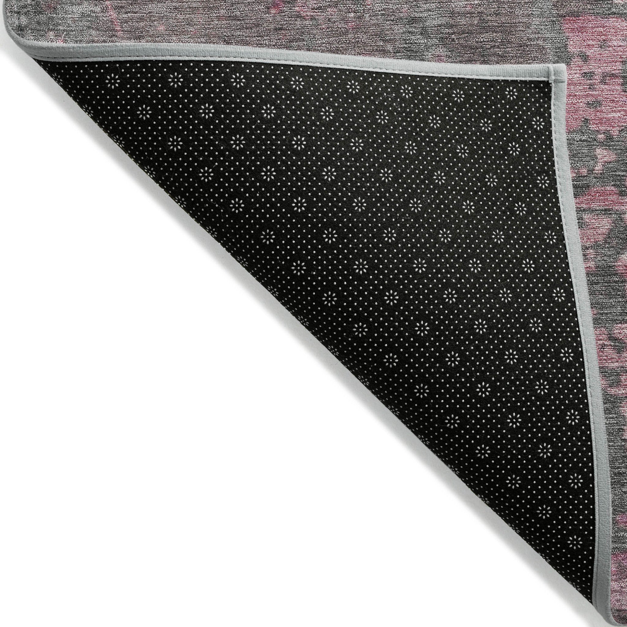 10' X 14' Blush Gray And Mauve Abstract Washable Indoor Outdoor Area Rug