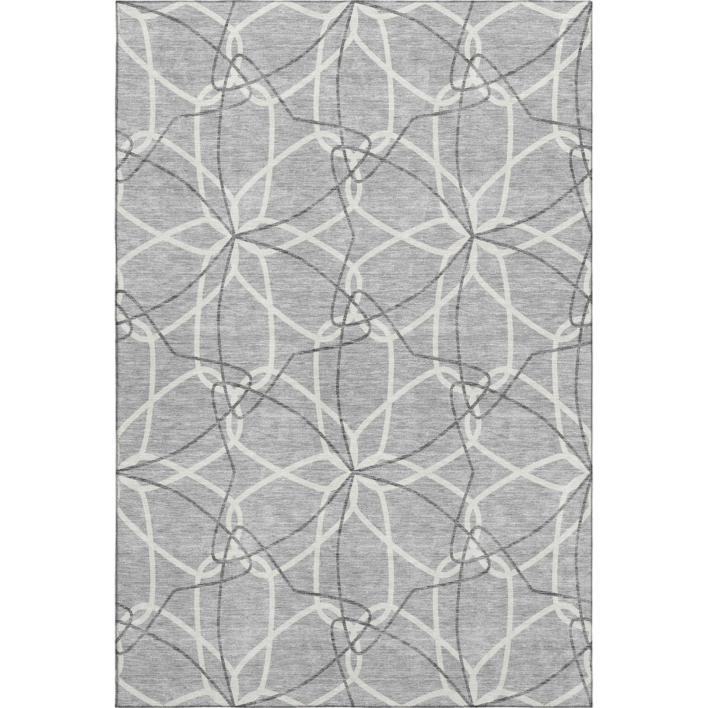 3' X 5' Gray And Ivory Geometric Washable Area Rug With UV Protection