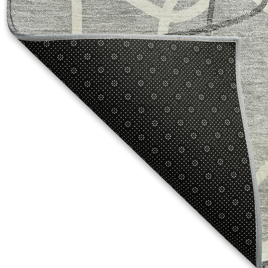 3' X 5' Gray And Ivory Geometric Washable Area Rug With UV Protection