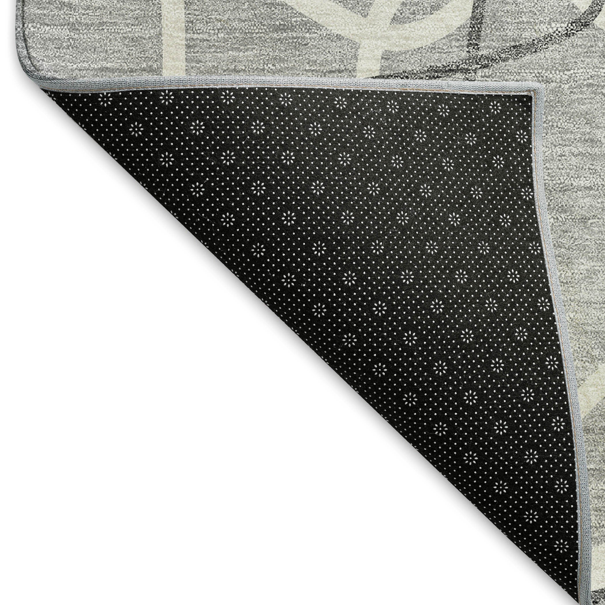 3' X 5' Gray And Ivory Geometric Washable Area Rug With UV Protection