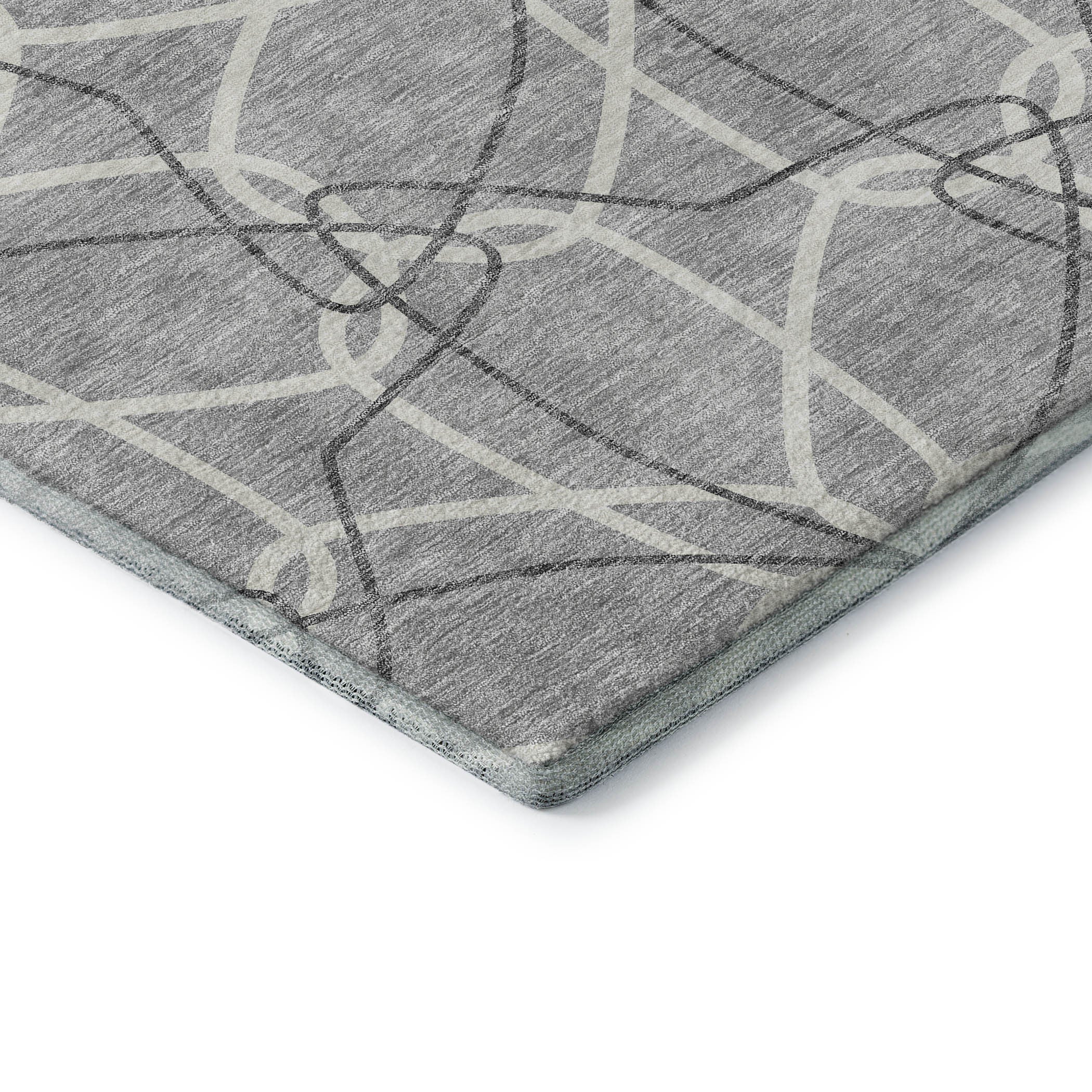 3' X 5' Gray And Ivory Geometric Washable Area Rug With UV Protection
